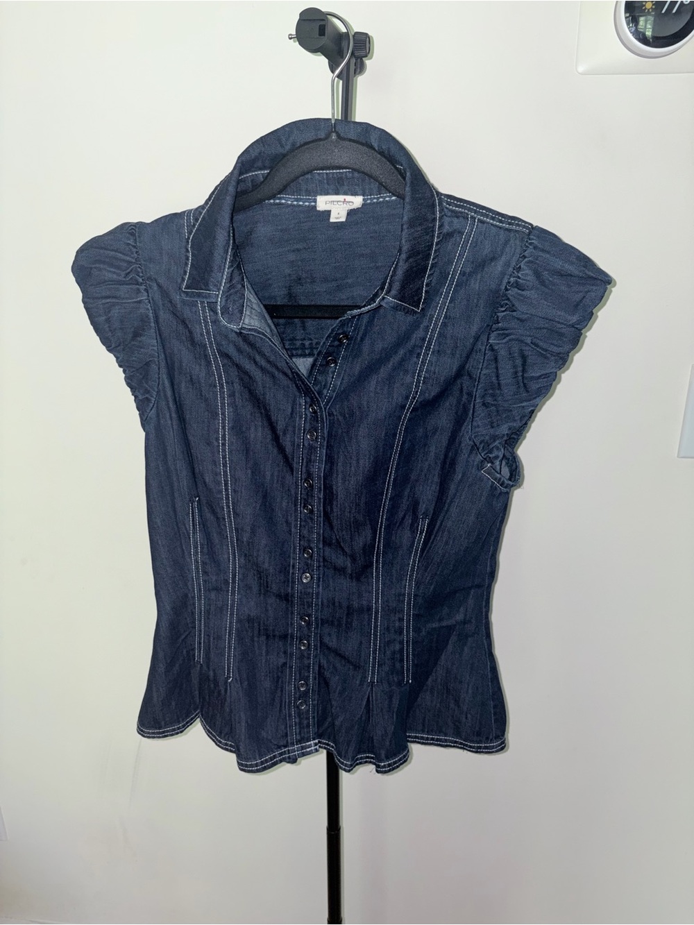 Pilcro Denim Puff Sleeve Top - Picture 3 of 6